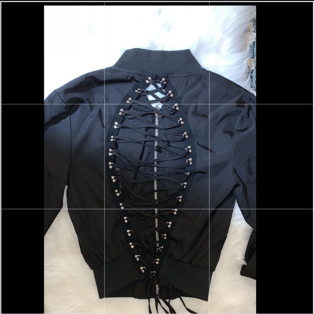 Fashion nova bomber jacket with lace up back